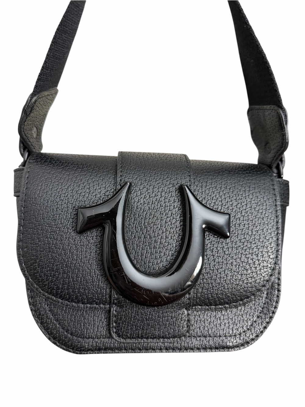 True religion black crossbody adjustable bag with vegan leather! EUC! So cute!